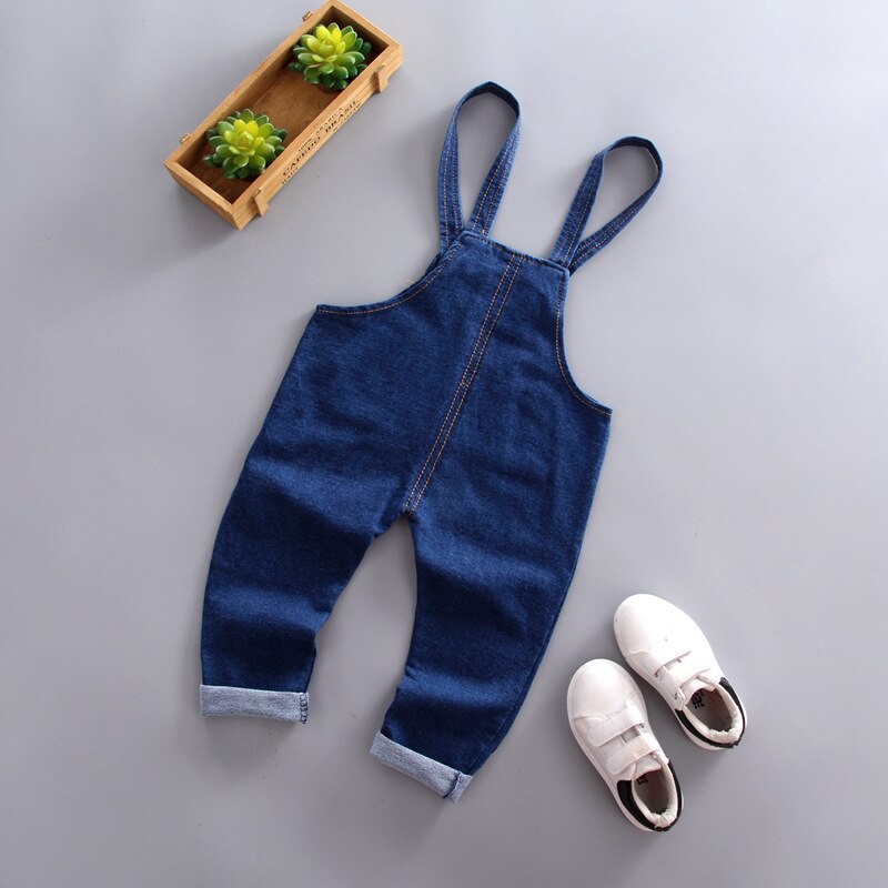 Spring and Autumn Boys and Girls Belted denim Pants Letters Single jeans children jean overall kids Cowboy jeans