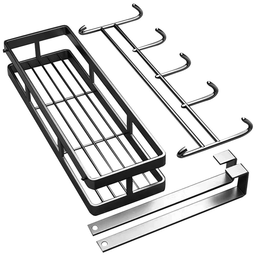 Over Deur Hangers Afneembare Installatie-Vrije Opslag Rack Multifunctionele Hoge Koolstofstalen Haak Grijze Kleding Plank Mand