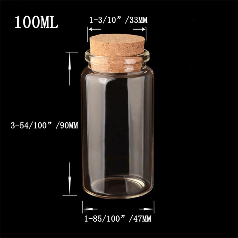 6PC Bottiglia di Vetro Con Tappo In Sughero Vuoto Vasi Trasparenti Fiala 50ml 80ml 100ml 150ml di Liquido Della Caramella vaniglia Pillola di Grado Alimentare di Stoccaggio Vasi Bottiglie: 100ml