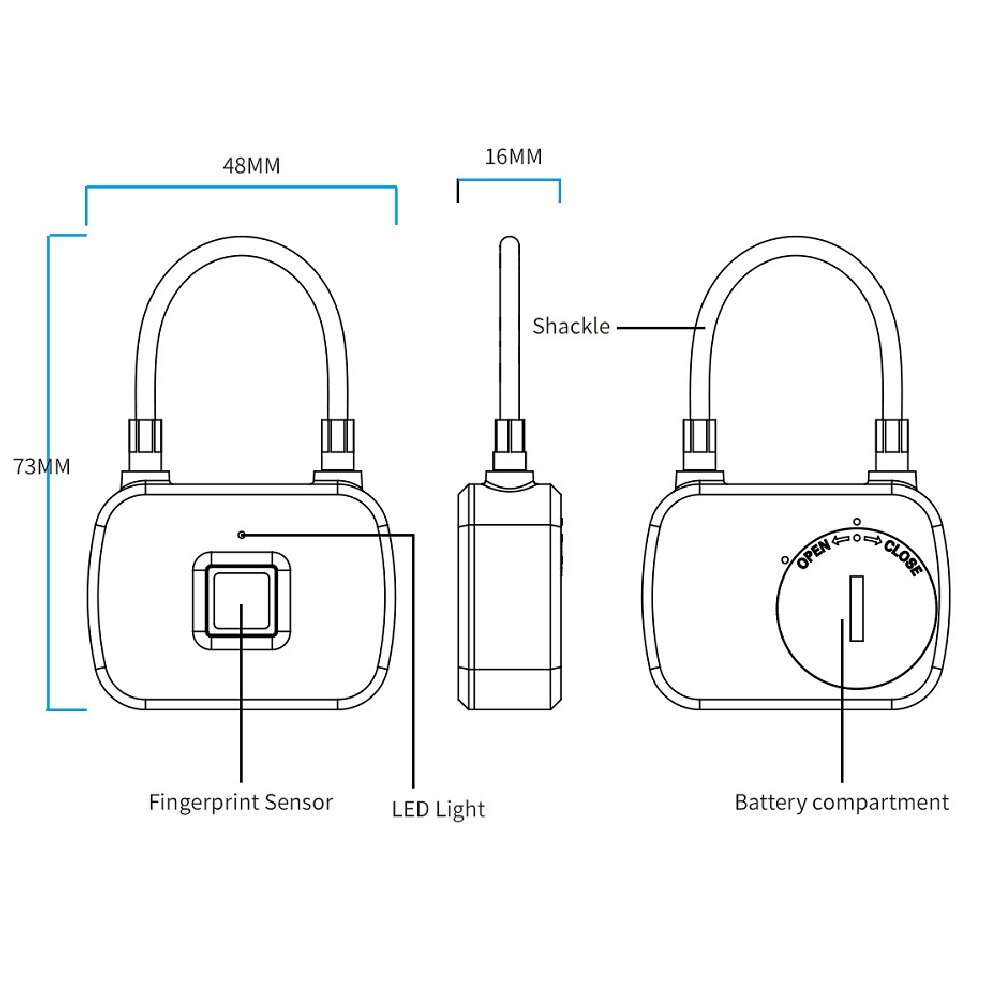Anti theft security smart fingerprint lock, portable electronic keyless mini padlock for doors Bags and Luggage etc