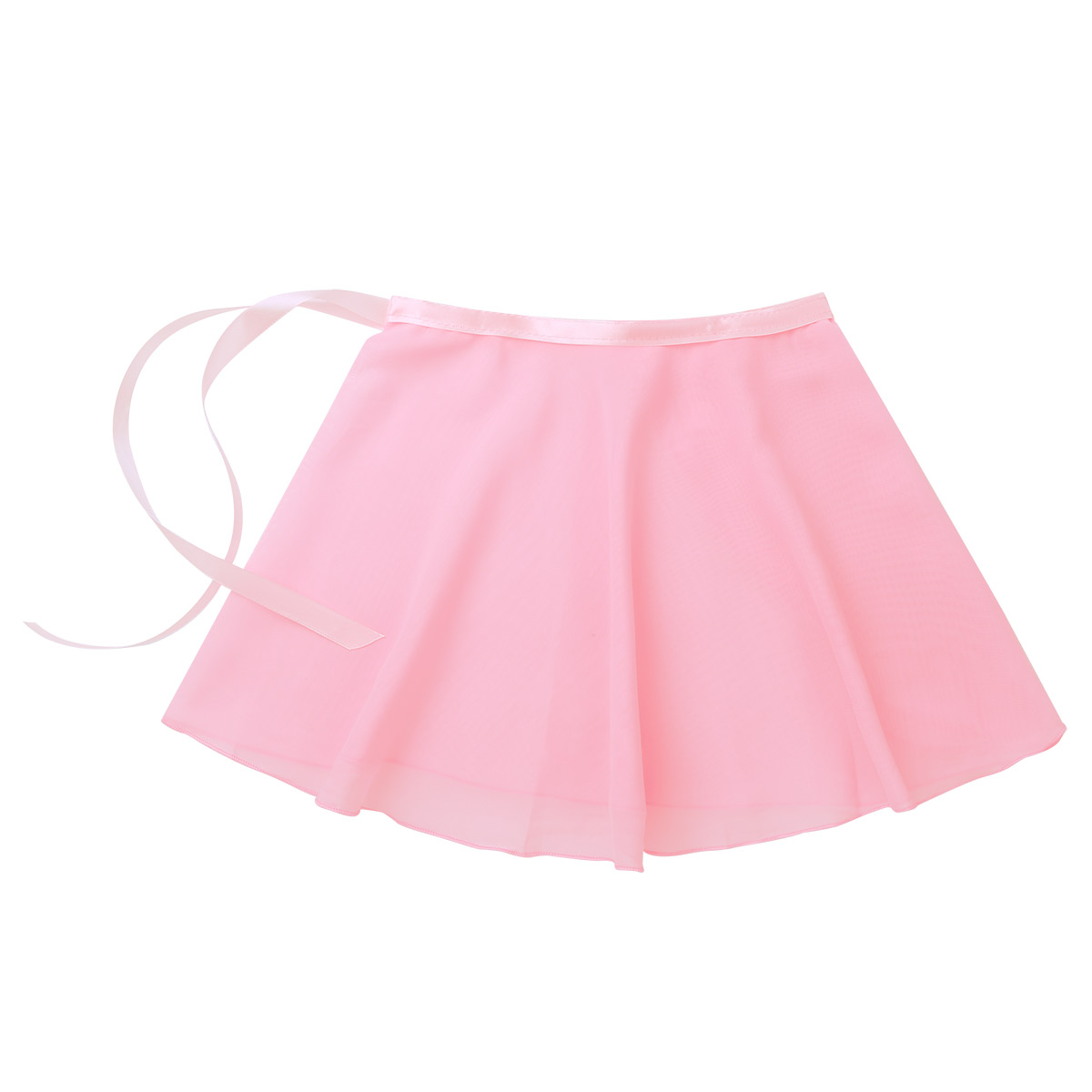 Kids Girls Ballet Dance Skirts Bottom Basic Classic Chiffon Mini Pull-On Wrap Skirt with Waist Tie Performance Costume Dress-up