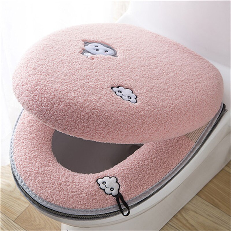 Toiletbril Mat Setbathroom Universele 2 Stks/set Kussen + Deksel Cover Warm Soft Wasbare Closestool Seat Case Winter Pad Bidet matten: monkey pink covers