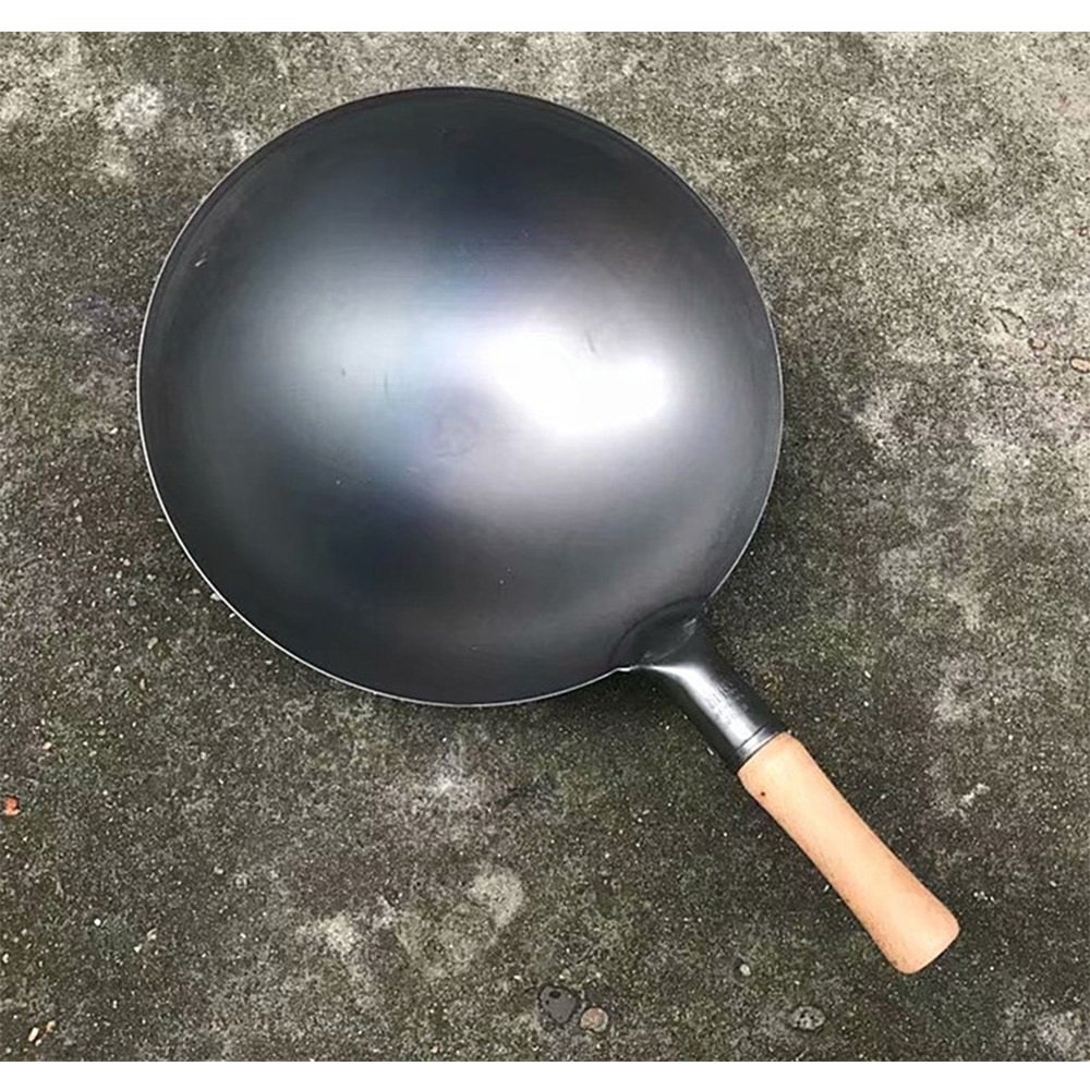 34cm Niet-coating Woks Voor Keuken Pot Ouderwetse Traditionele Ijzeren Woks Geraffineerde Iron Pan Chinese Grote Woks