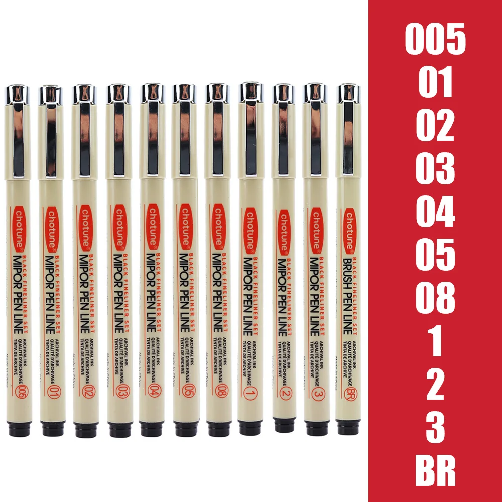 3-12Pcs Pigment Liner Micron Drawing Pen Manga Pigma Ink Marker Pen Sketching Brush Set Hook Line Needle Pen Art Supplies: Fuchsia