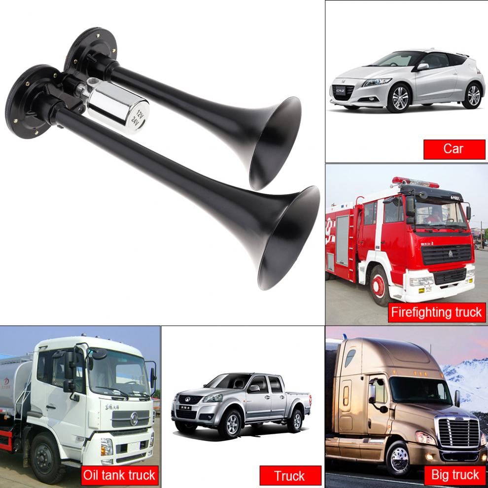 178DB Super Luide Claxon 12V Black Dual Trompet Voertuig Auto Air Horn Voor Auto Boot Motorfiets Truck Hoorn