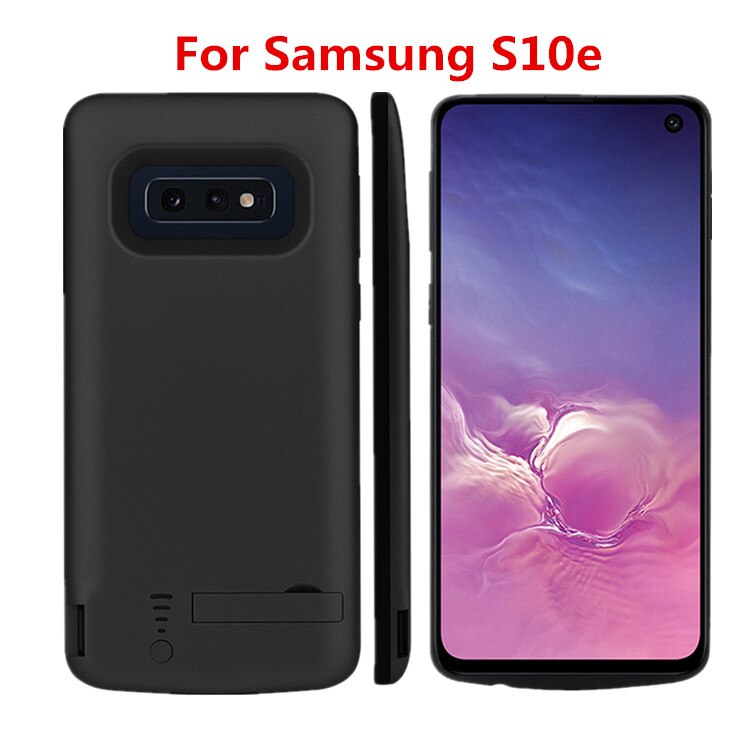 For Samsung Galaxy S10 5G S10 Battery Charger Case 5000mAh Extended Powerbank Case for Samsung S10 S10 Plus Case Stand Bracket: S10e black