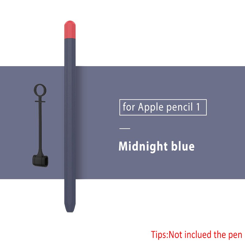 Newest For Apple Pencil 2 1st 2nd Case Pencil Case Tablet Touch Stylus Pen Protective Cover Pouch Portable Soft Silicone Case: Midnight Blue 1st