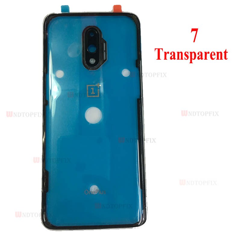 Original Glass For OnePlus 6 6T Back Battery Cover Door Rear Glass Oneplus 7 Pro Battery Cover 1+6T Housing Case + Camera Lens: 7 Transparent