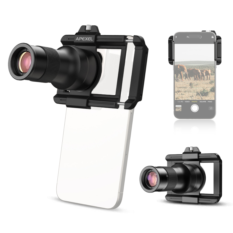 APEXEL teleobjetivo 2 en 1, lente Macro de observación, cabezal de telescopio 6x, accesorios para lentes de teléfono móvil para fotografía ultraligera