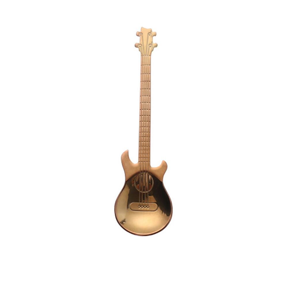 Kaffeske i rustfrit stål guitar ske dessert kage te sæt køkken ske is slik teske tilbehør: F