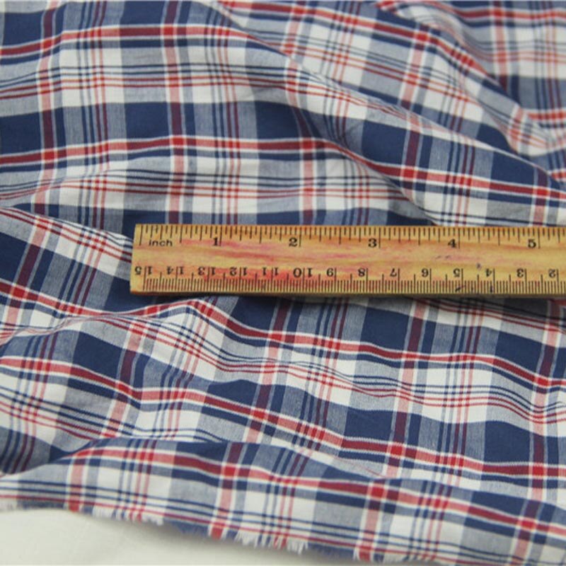 100%  kæmmet bomuldsgarn farvet grøn blå gul rød ternet tyndt fint stof til gør-det-selv sommerskjortekjole bluse hjemmetøj håndværk