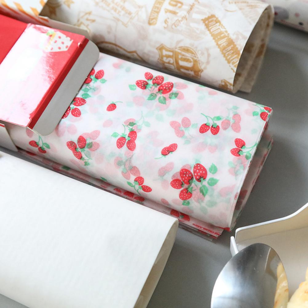 50Pcs Beautiful Hamburger Food Wrapping Tissue Paper Baking Paper Multi Patterns Delicate