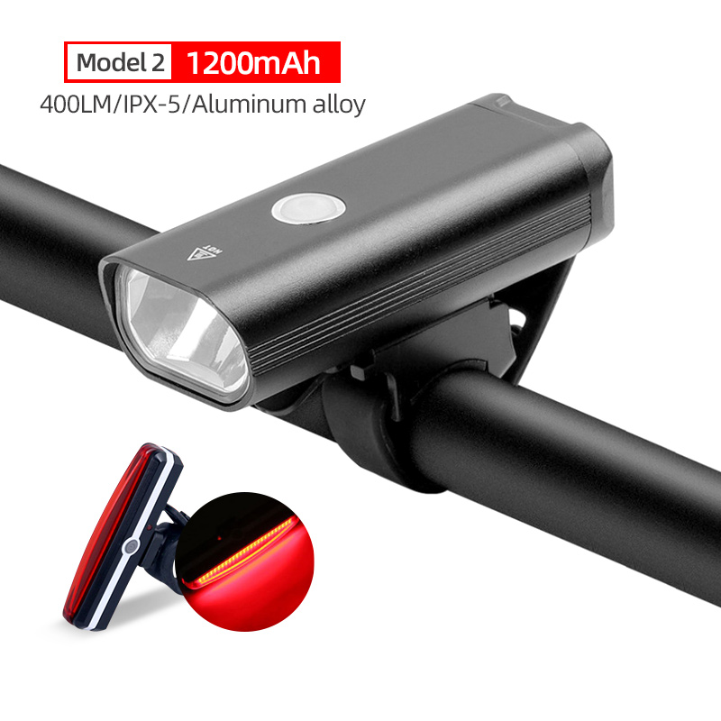 2000 mah lommelygte til cykel usb genopladeligt cykellygte pandelampe til mtb landevejscykling styr forlygte lys 400 lumen: Sæt f