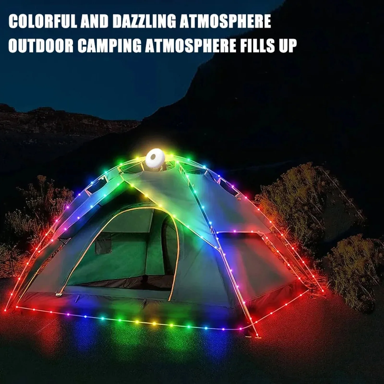 Guirnalda de luces para acampar 2 en 1, guirnalda de luces portátil impermeable para exteriores con modos de iluminación, luces USB para acampar para senderismo
