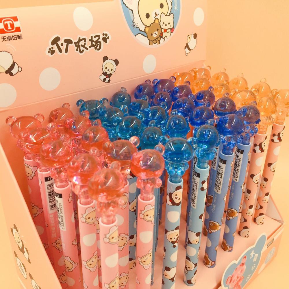 4 pcs/lot Crystal Bear Mechanical Pencil Cute Student Automatic Pen For Kid School Office Supply Escolar Papelaria