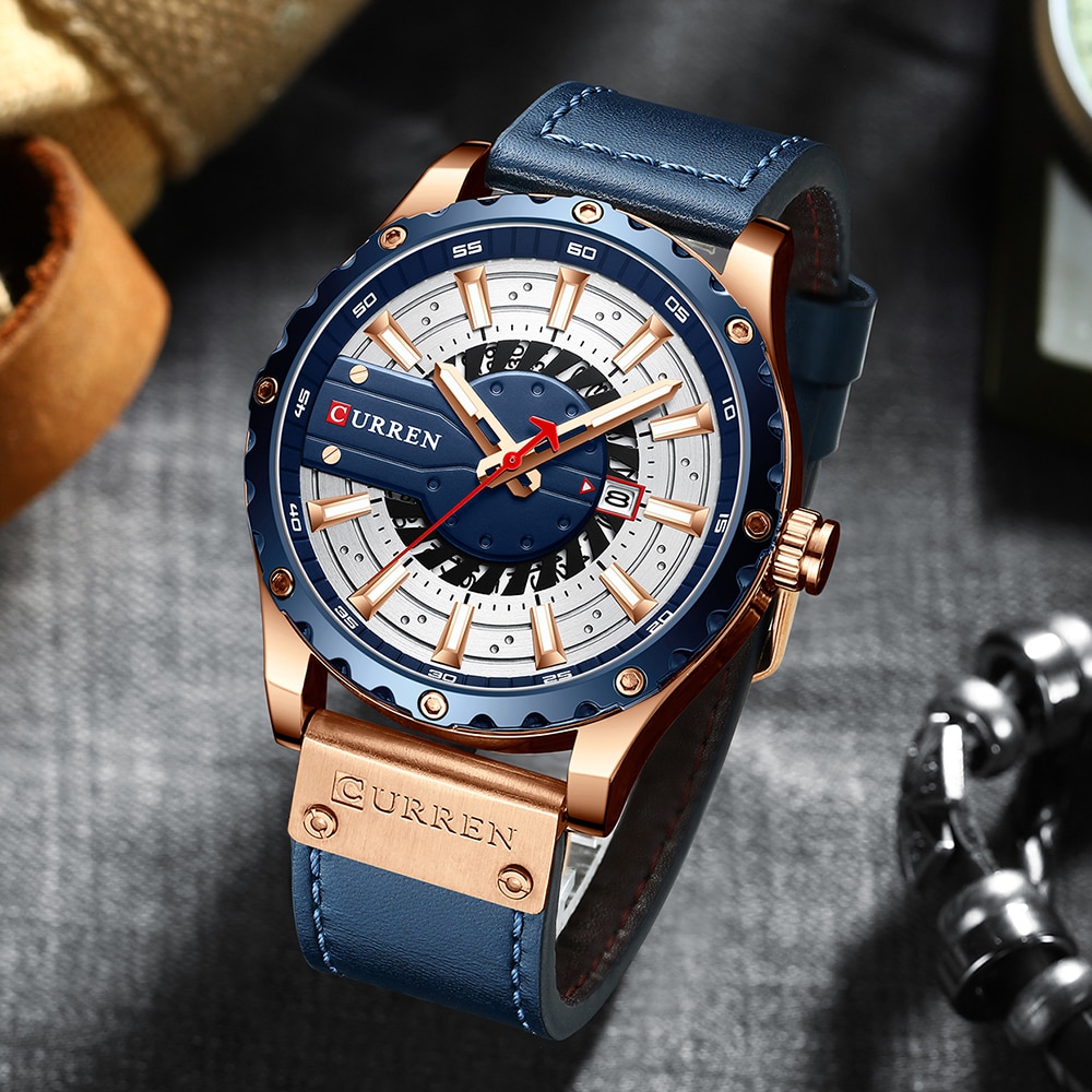 Curren Horloges Top Brand Leather Horloge Casual Quartz Heren Horloge Chic Lichtgevende Handen Klok