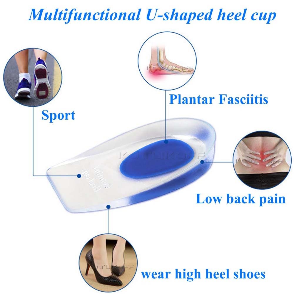 Almohadillas de Gel de silicona para talón, plantilla para aumento de altura para zapatos, insertos para fascitis Plantar, esparto de hueso y dolor de Aquiles