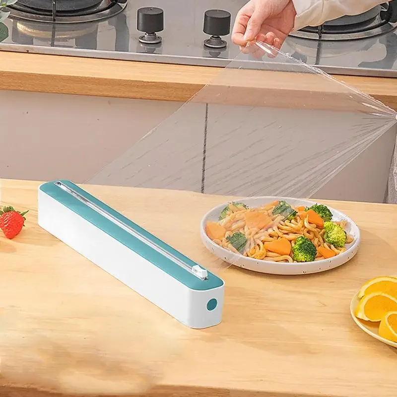 Frischhaltefolien-Spender aus Lebensmittel-Kunststoff, Folienhalter mit Schneider, Aufbewahrungszubehör für sterben Küche, Aluminiumfolie und Folienspender