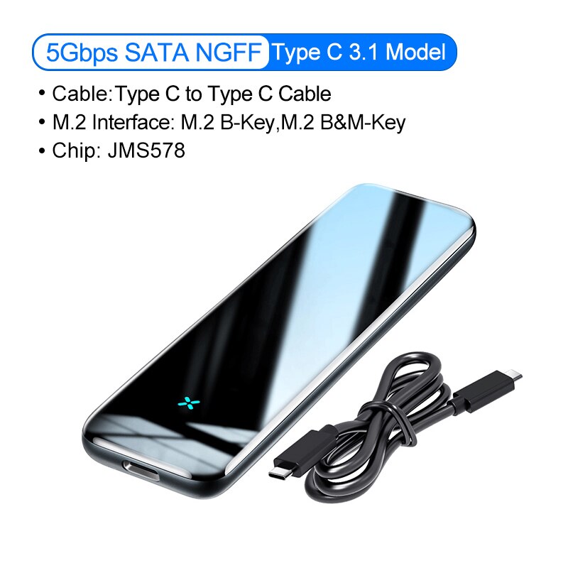 Baseus M2 SSD Case NVME SSD Enclosure SATA To USB Type C 3.1 SSD Disk Case 10Gbps M.2 NGFF SATA M/B Key External Hard Drive Box: Type C Model