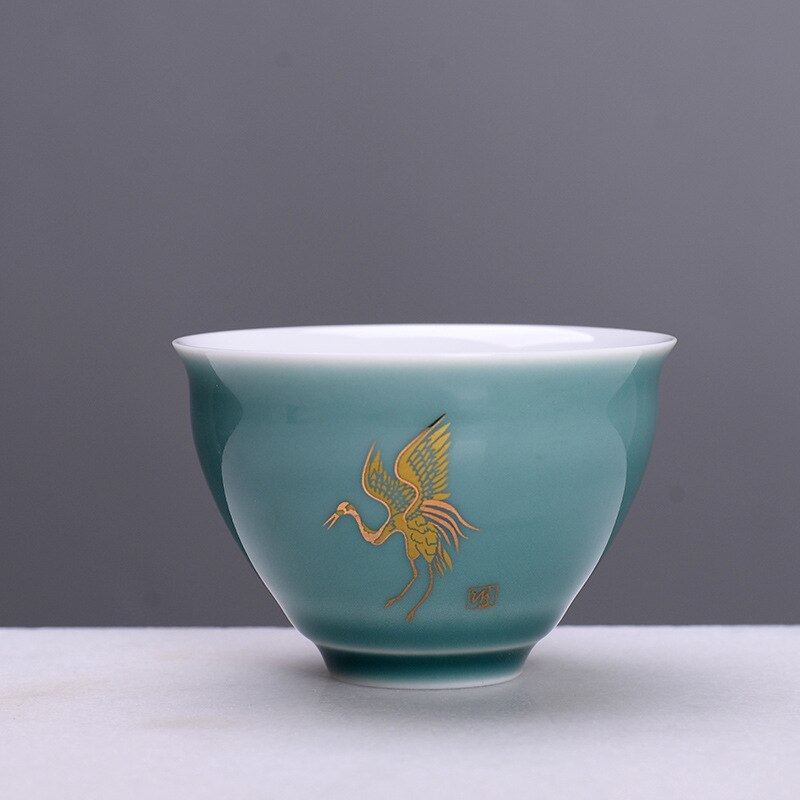 Celadon Tea Cup Single Cup Ji Blue Glaze Master Cup Ceramic Small Cup Customization: Army Green