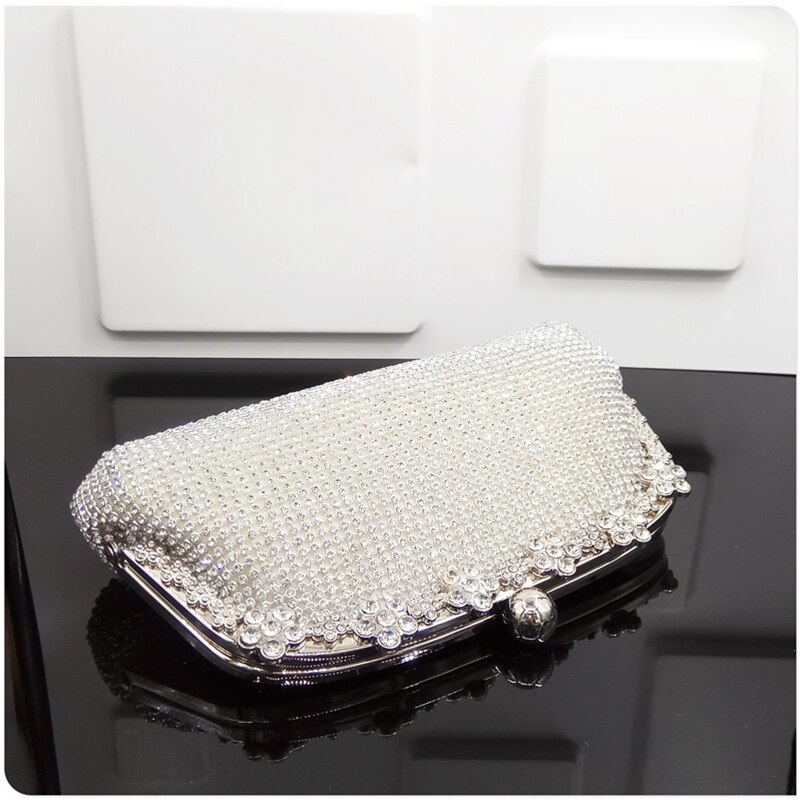 Vrouwen Avondtasje Luxe Zwart/Zilveren Bruiloft schoudertas Diamant Strass Koppelingen Purse Crystal Bling Gold Clutch Bag