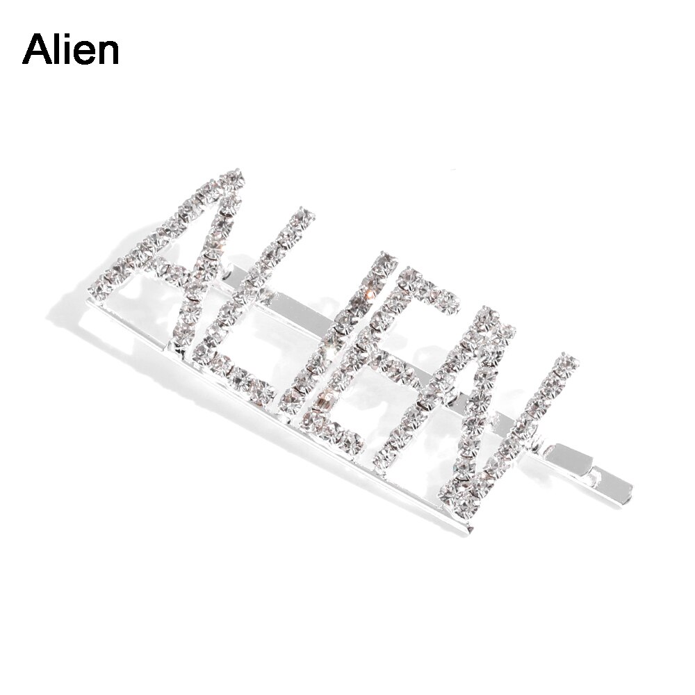 1pc bogstaver rhinestone krystal hårnåle hårspænder hårspænder hårspænde greb nål hårspænde ornament hårtilbehør: Fremmede