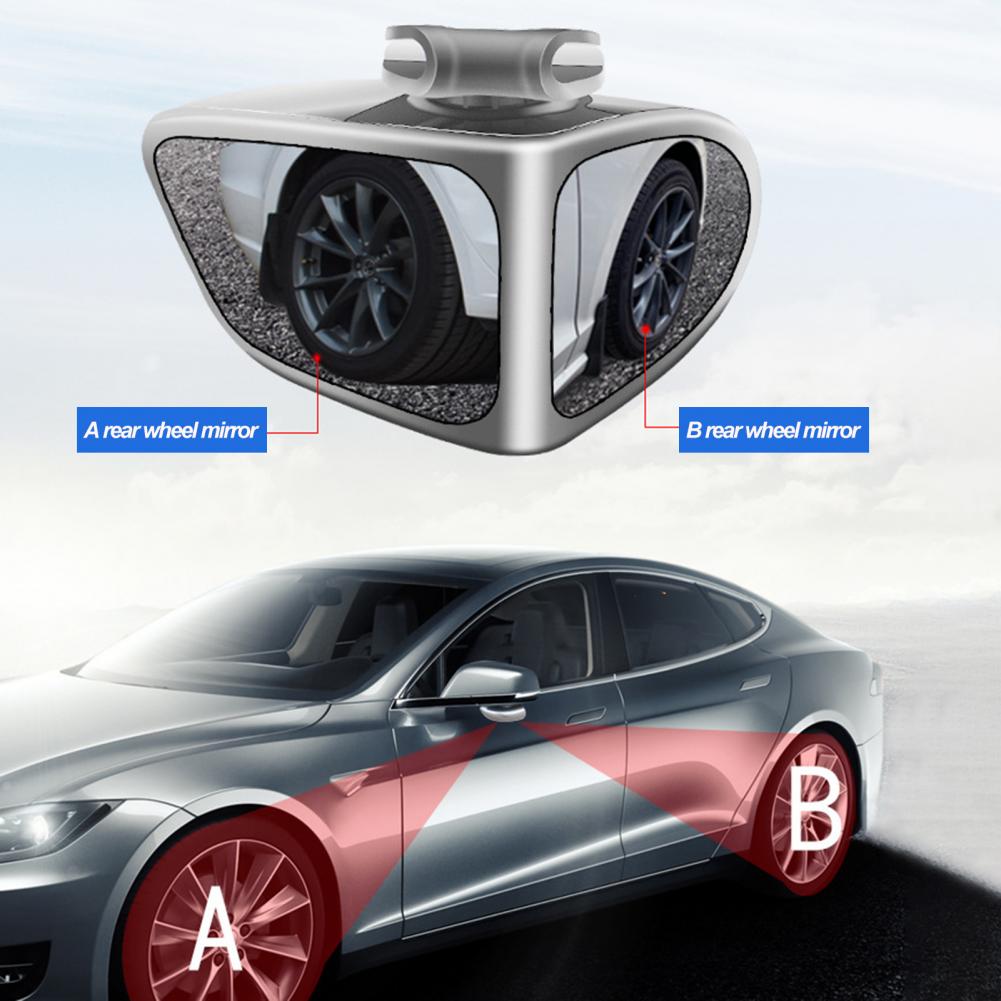 Espejo de punto ciego para coche, cristal transparente de doble cara 360 ° Espejo retrovisor izquierdo y derecho gran angular giratorio, espejo de asistencia de marcha atrás