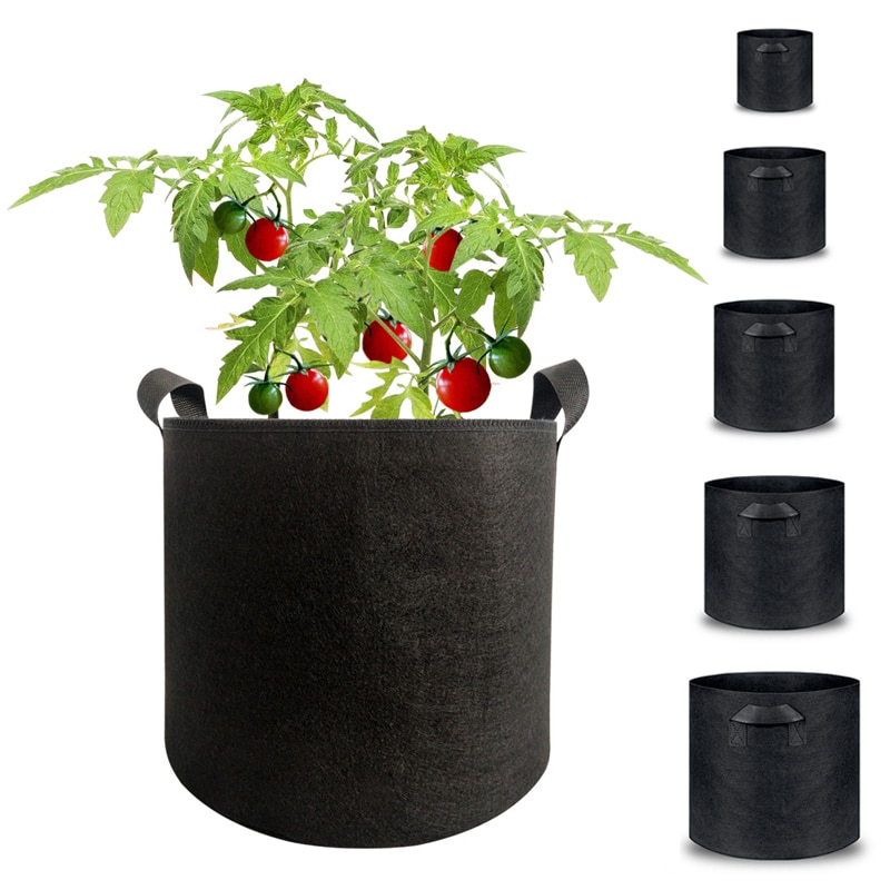 1-10 gallon stof vokseposer åndbare potter planter rod pose container plante praktiske potter med håndtag haveartikler