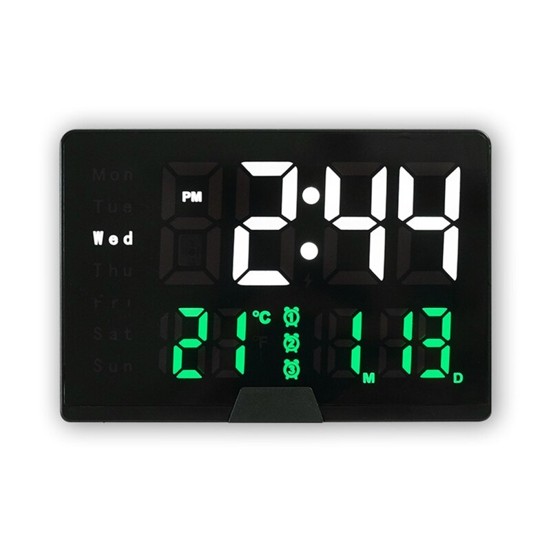 Electric Digital Alarm Clock Led Mute Time Clock Smart Temperature Date Display for Home Bedroom Dormitory 2022: Black