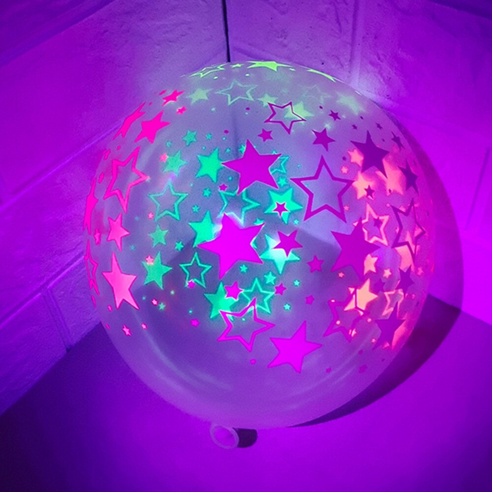 50/100Pcs 12inch Neon Luminous Balloons UV Blacklight Reactive Balloons Fluorescent Star Dot Wedding Birthday Party Decoration: star dots / 50pcs