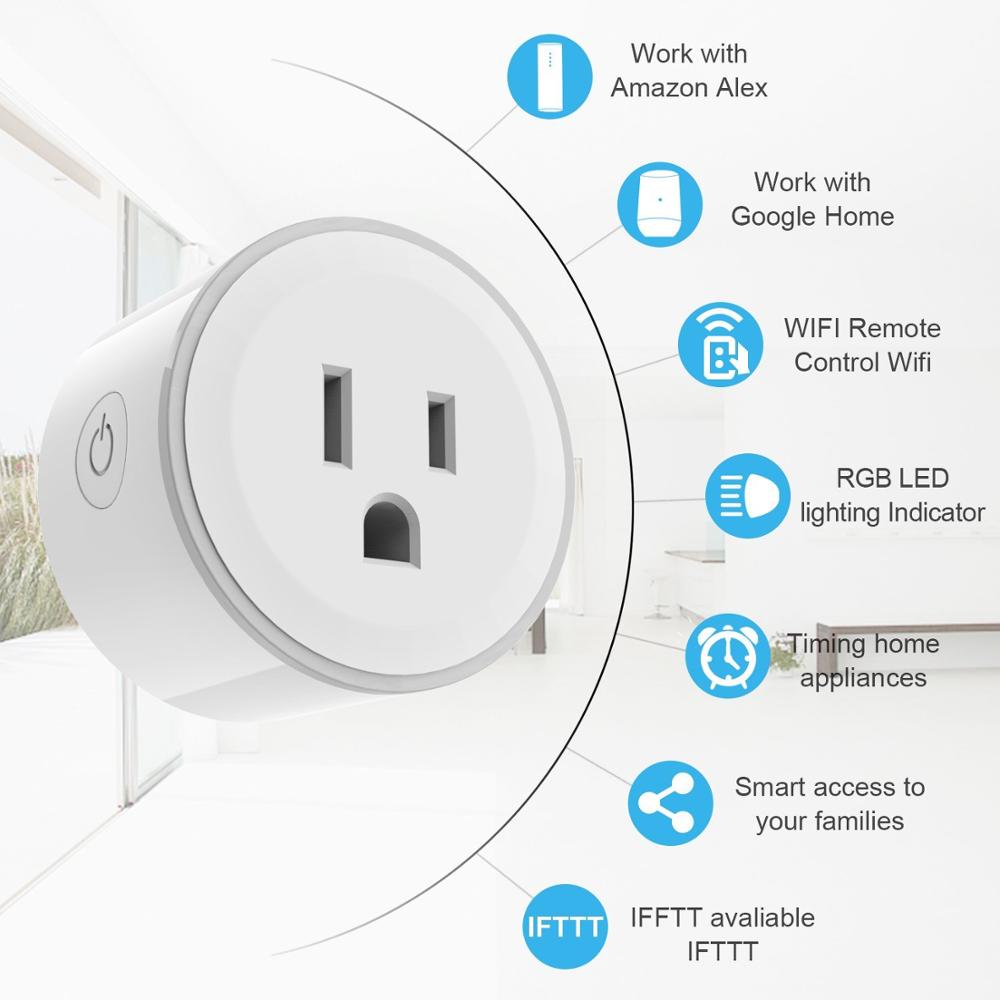 Lonsonho smart støpsel wifi stikkontakt nattlys type b oss støpsel tuya smartlife kompatibel alexa google hjemmeassistent