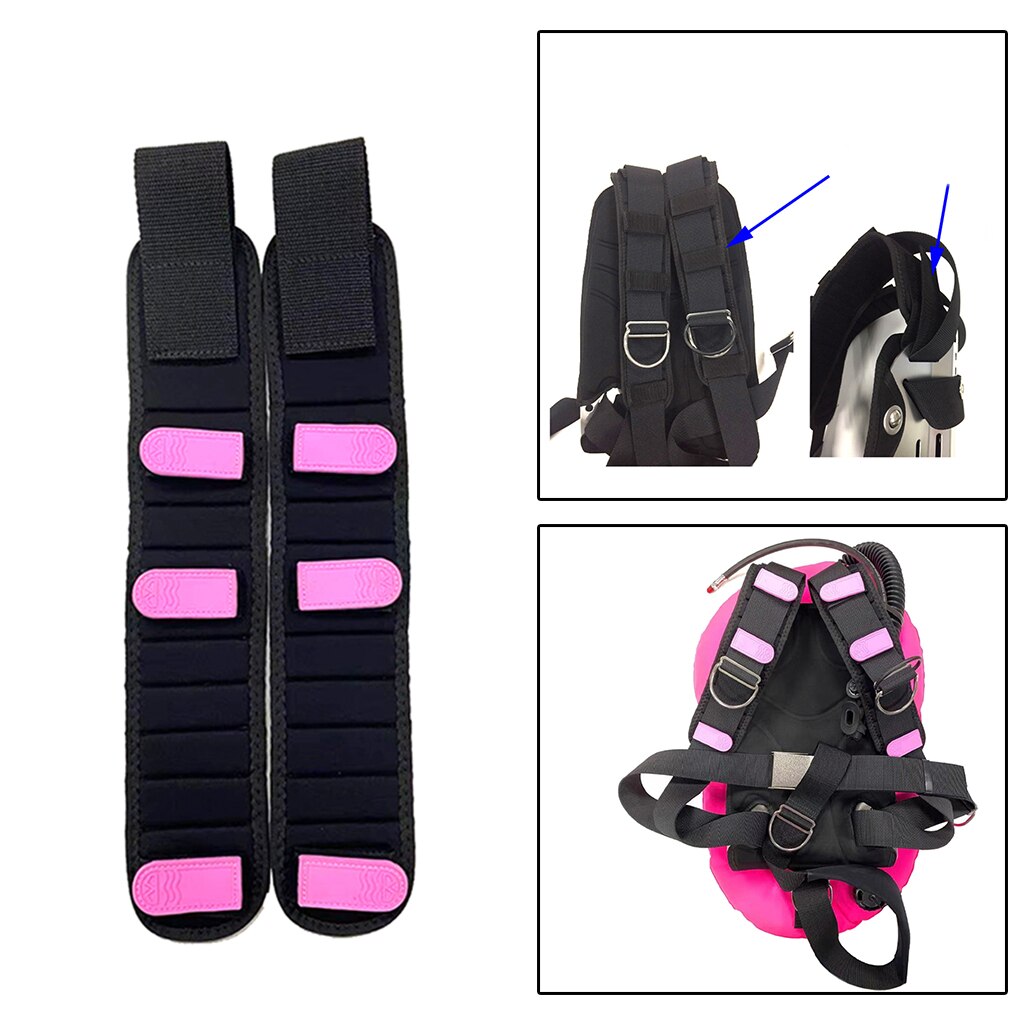 2x Shoulder Strap Pad - 38x8cm Cushioned Diving Backplate - Durable Padded Support: Pink