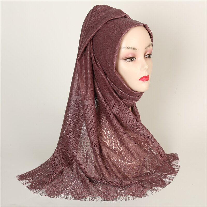 Solid blonde hovedbånd nieuwe vinter sjaal vrouwen elegante blomsterprint hule ud sjaals en wraps femme hijab pashmina