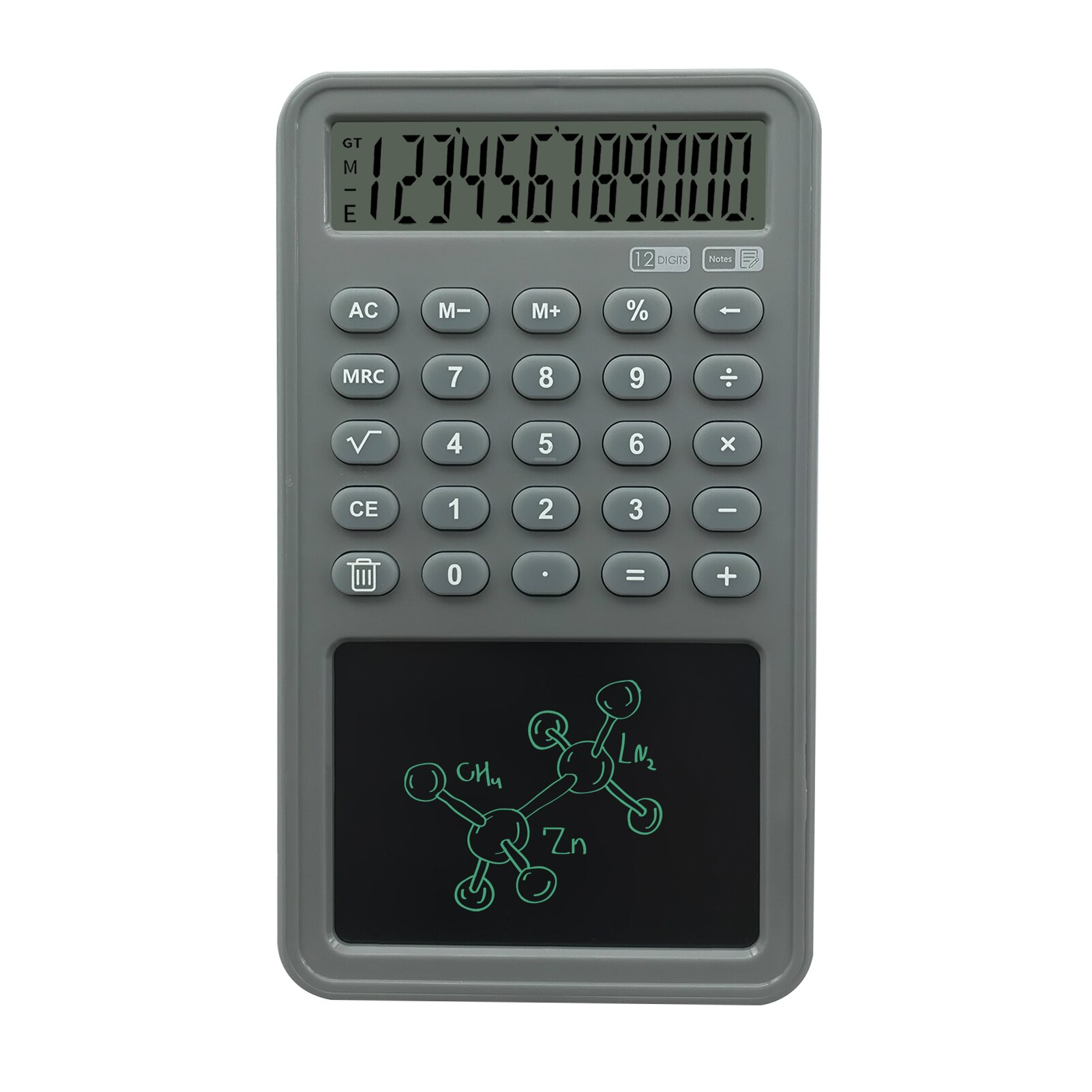 Calculator Desktop Calculators with LCD Writing Tablet 12 Digits Display 4inches LCD Screen with Stylus Erase Button for Office: Gray 1