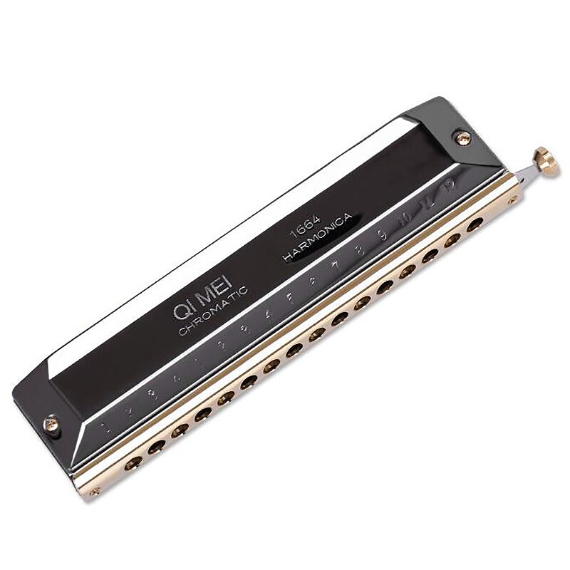 QIMEI Chromatic Harmonica 16 Hole 64 Tone Key of C Round Mouthpiece Mouth Organ for High-End Performers