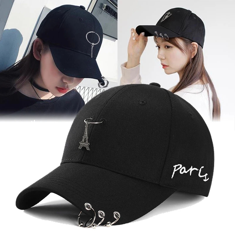 Papa chapeau Piercing anneau casquette de Baseball Punk Hip Hop casquettes coton adulte décontracté solide réglable unisexe casquettes