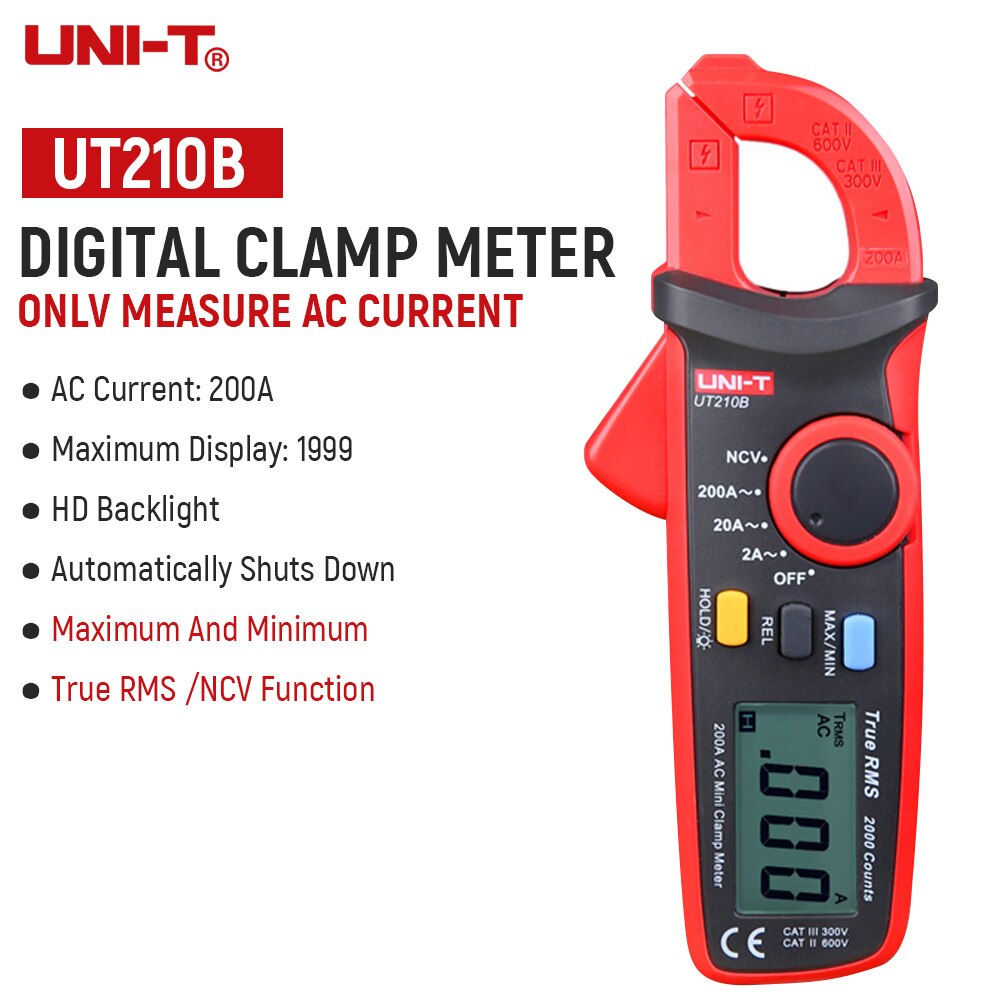 UNI-T UT210A B C D E Stroomtang Circuit Power Detectie Tester Auto Range Multimeter Dc/Ac Stroom Spanning instrumenten Bz: UT210B