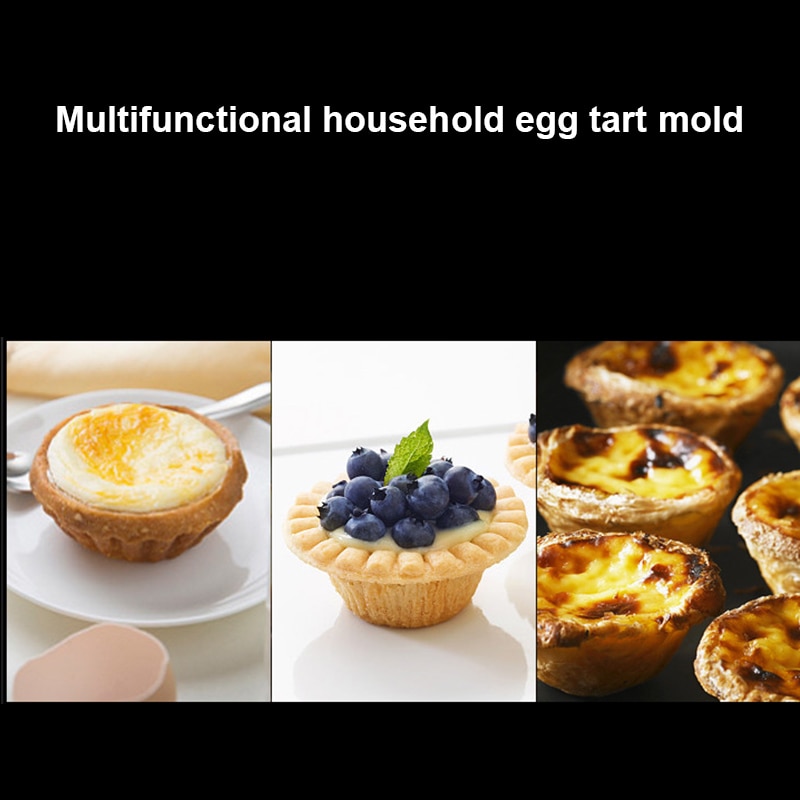 Stainless Steel Egg Tart Mold Round Shape Fluted Cupcake Baking Molds Reusable BV789