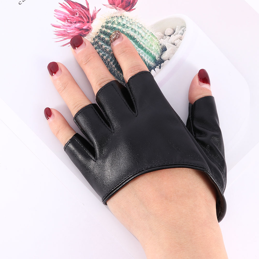 Women's Leather Gloves Half Palm Gloves Half Full Finger Driving Show Jazz Gloves Pole Dance Performance Gloves