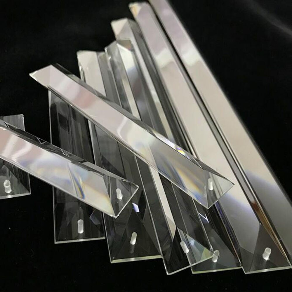 Camal 5pcs 200mm 250mm 300mm 350mm K9 Glass Rectangle Hanging Crystal Chandelier Prism Pendant 1/2 Holes Lighting Lamp Part