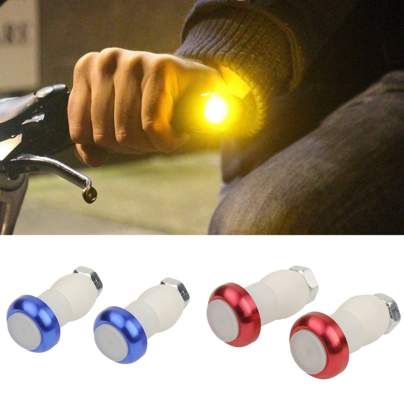 2 pièces vélo guidon lumière LED vélo lumière clignotant cyclisme poignée barre fin bouchon sécurité avertissement indicateur lampes réglables