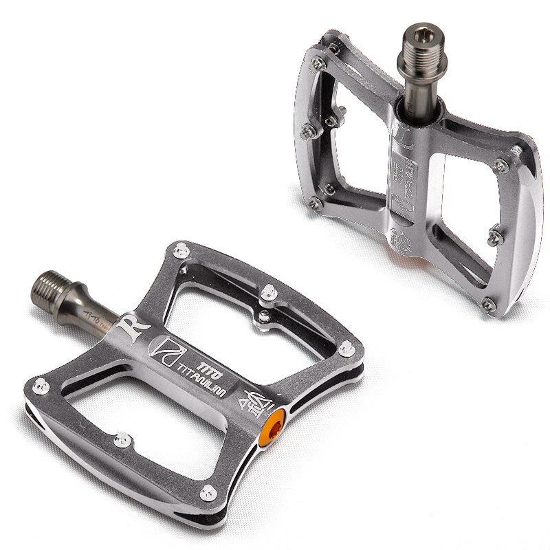 TiTo-pedales ultraligeros para bicicleta de montaña y carretera, eje de titanio, plataforma de ciclismo CNC, 1 par: Titanium color