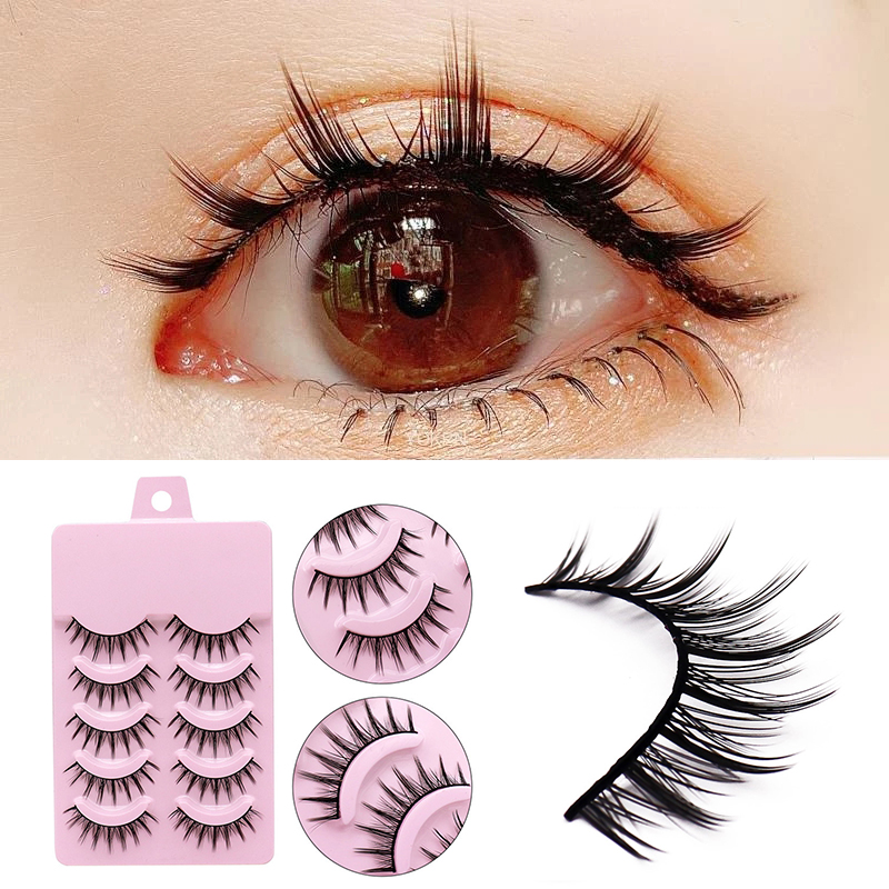Pestañas postizas japonesas de fantasía, Cosplay del diablo pequeño, extensión de pestañas, maquillaje diario, 5 pares