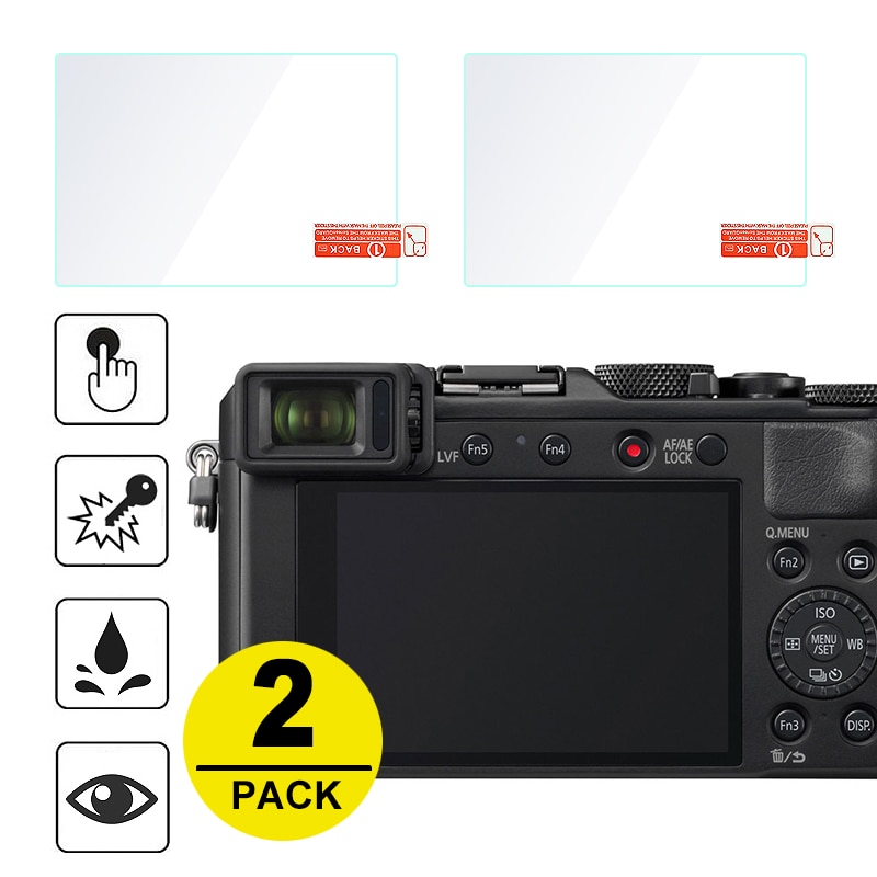 2x skjermbeskytter i herdet glass til panasonic lumix  lx100 ii g7 fz300 fz82 fz80 fz72 fz70 zs40 tz60 zs200 zs220 tz200 tz220
