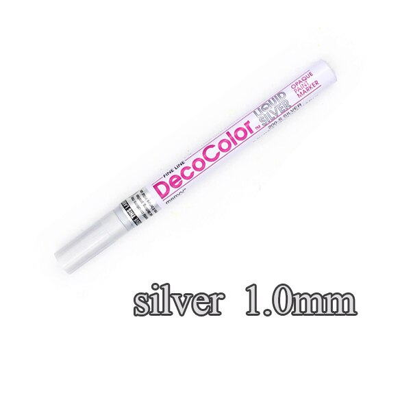 Marvy Oil Paint Marker Pen Art Sketching Pen Golden/Silver/White 0.7/1.0/2.0mm Metallic Marcador Caneta Stationery 120S &amp; 300S: 1pcs-Silver-1.0mm