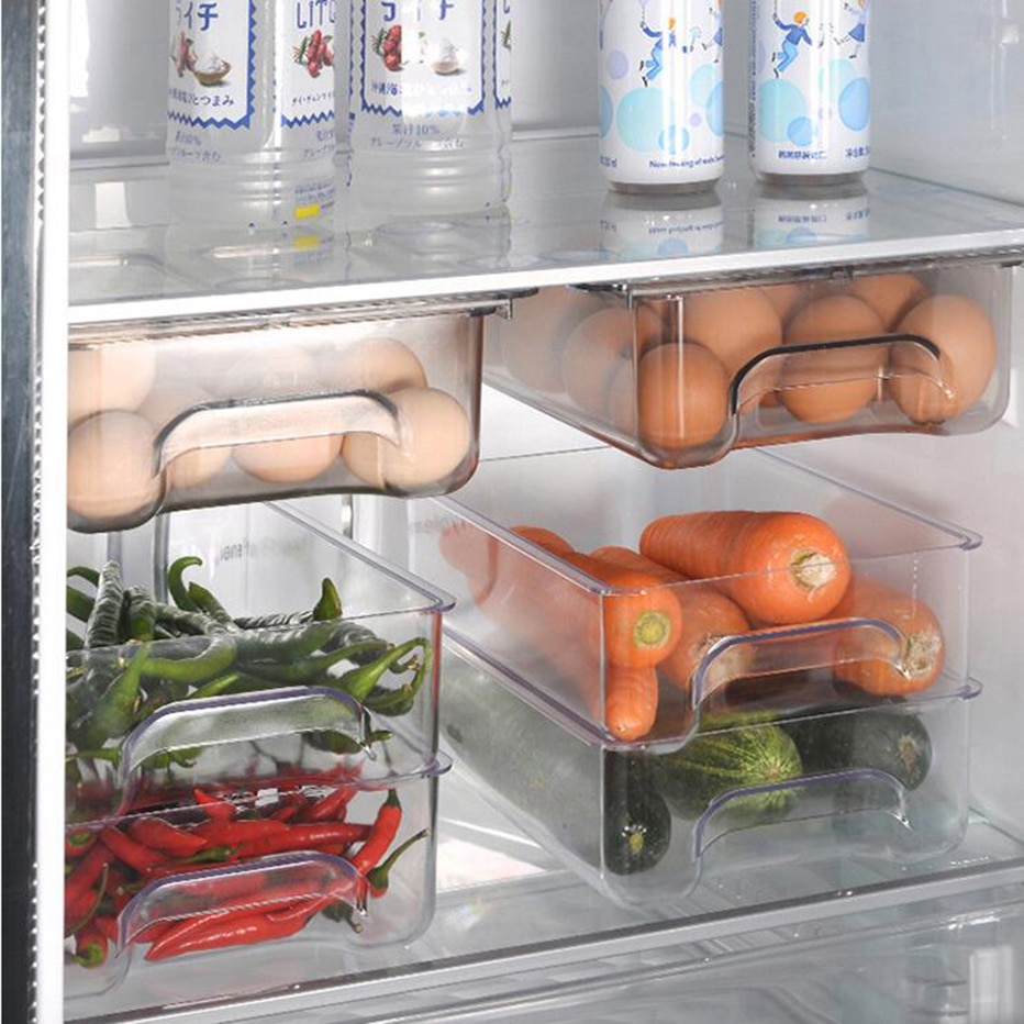 Suction Fridge Organzier Container Food Eggs Storage Rack Movable Hanging Refrigerator Freezer Shelf Pull-out Drawer Rack