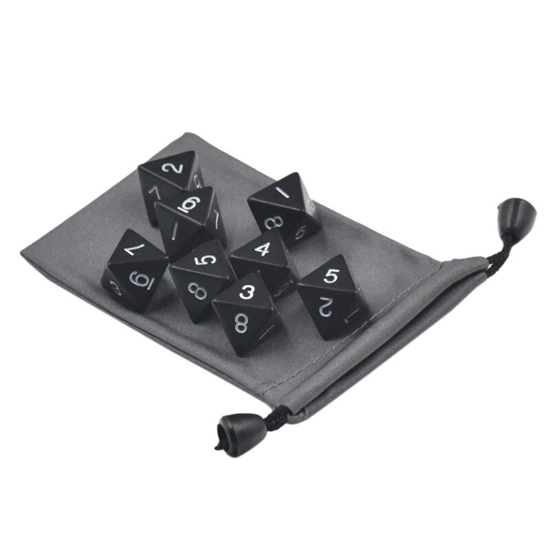Dés numériques polyédriques en acrylique, 8 pièces/ensemble, différentes tailles, jouets éducatifs pour enfants, bricolage, jeux de société, accessoires: Default Title