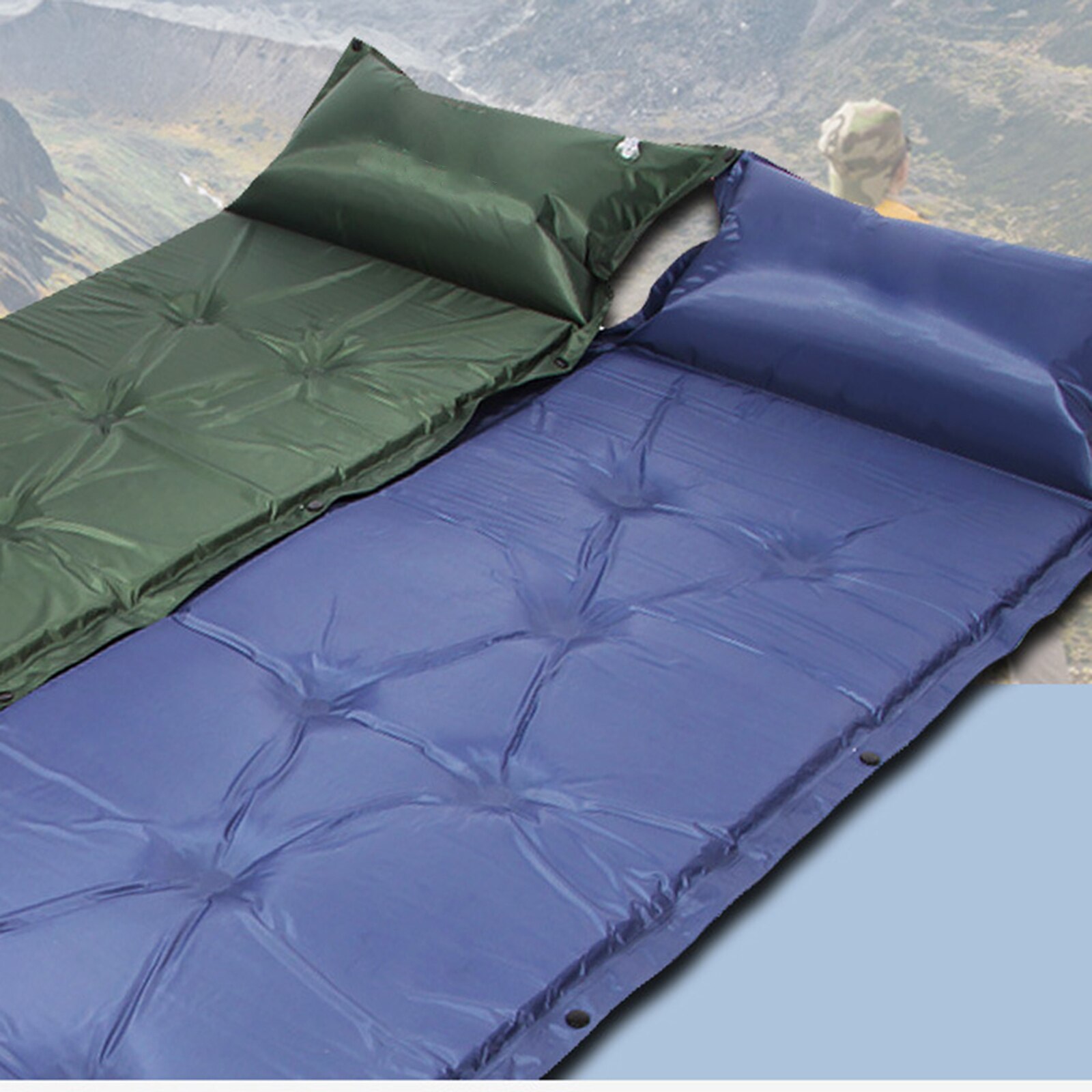 Camping Hike Sleeping Mat Pad Foldable Inflatable Portable Bed Sleeping Mattress for Backpacking Hiking Tents with Pillow