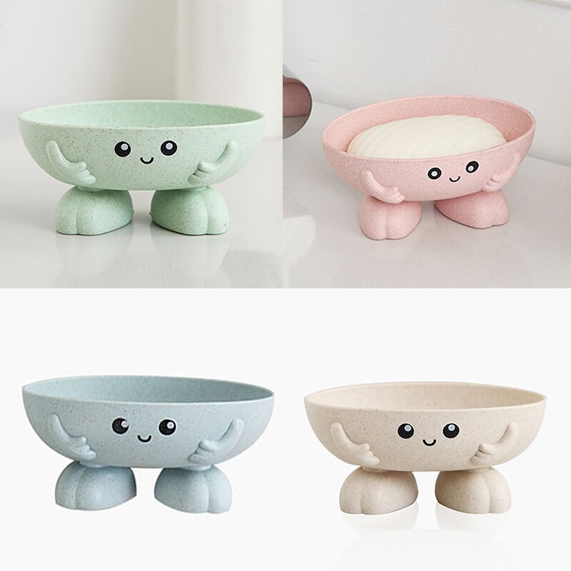 Porte-savon boîte à savon paille de blé salle de bain douche fournitures drainant outil cuisine dessin animé forme antidérapant