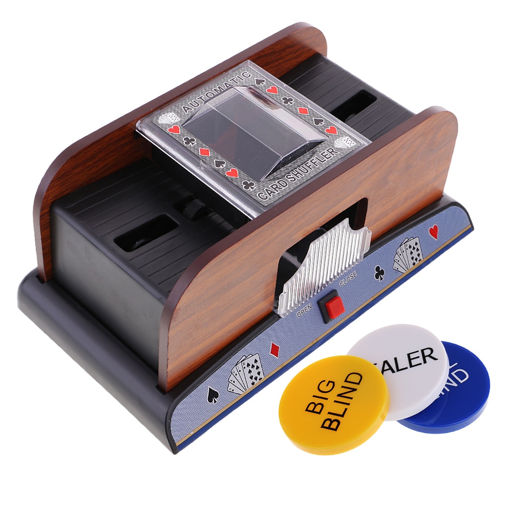 2 Deck Automatic Card Shuffler with 2 Decks of Bicycle Playing Cards + Dealer Button Set